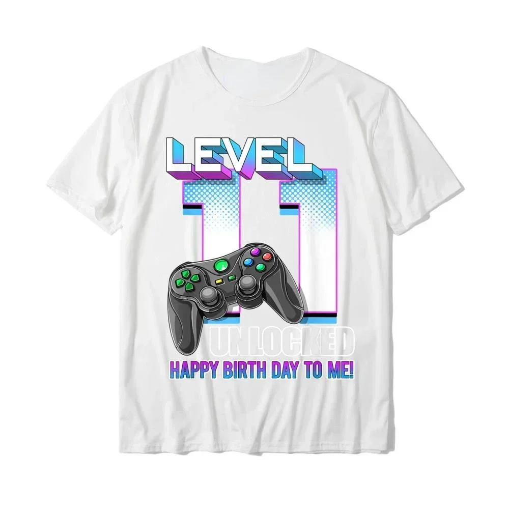 Funny Video Gamer 11th Birthday Gift T-Shirt T Shirt Tops & Tees Oversized Boys Level 11 Unlocked funny summer style new cotton