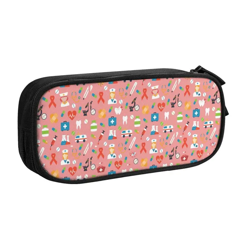 Custom Kawaii Nurse Nursing Pattern Pencil Case for Girl Boy Big Capacity Health Care Pen Box Bag School Supplies