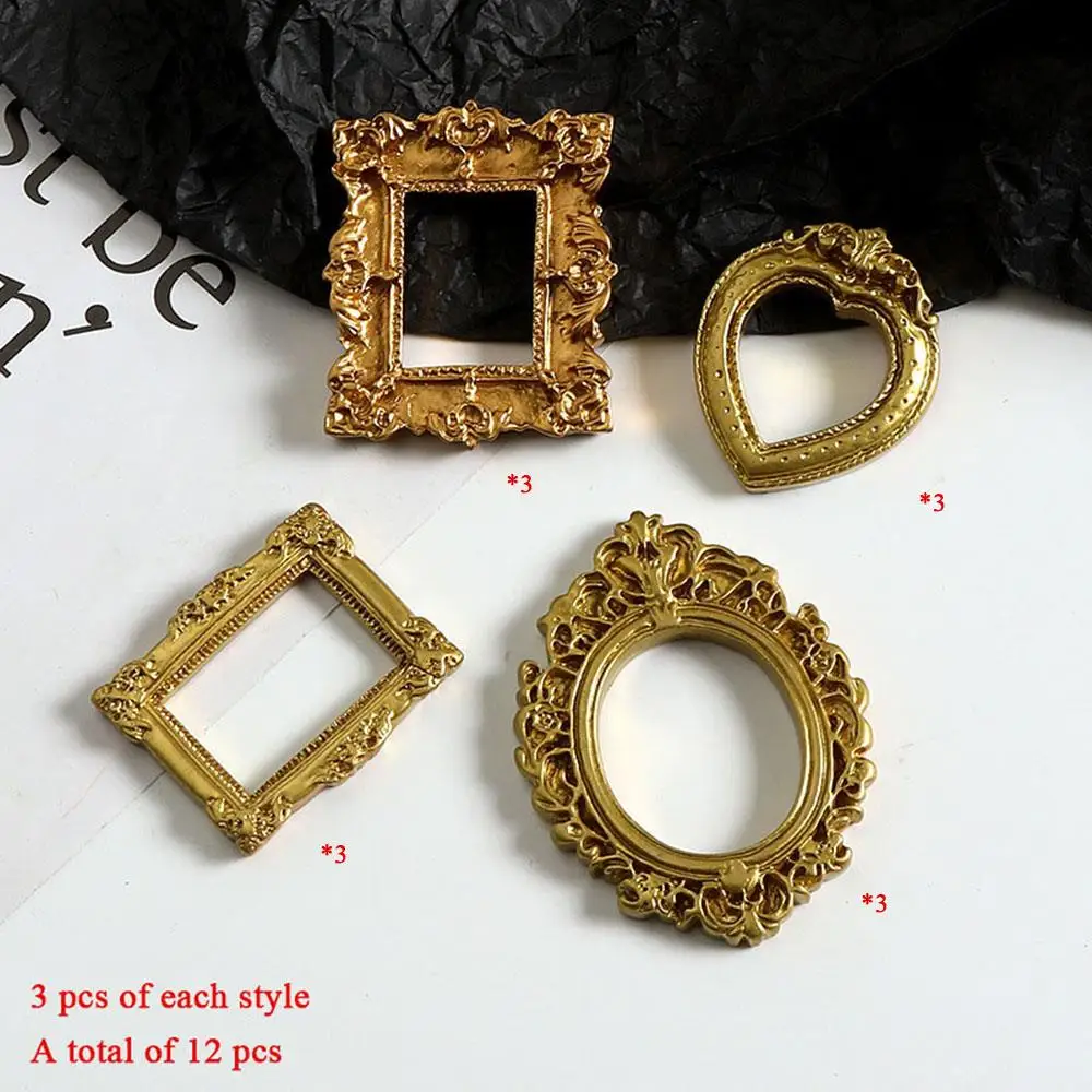 12Pc Golden Retro Miniature Photo Frames