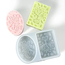 2 Types 3D Handmade Flower Soap Silicone Mold DIY Round/Oval/Square Shape Candle Making Supplies Cake Baking Tools Home Decor