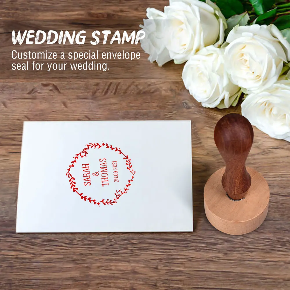 Timbro personalizzato timbro in legno personalizzato Wedding Seal Stamp Logo per invito cancelleria nome personalizzato marchio di nozze aziendale