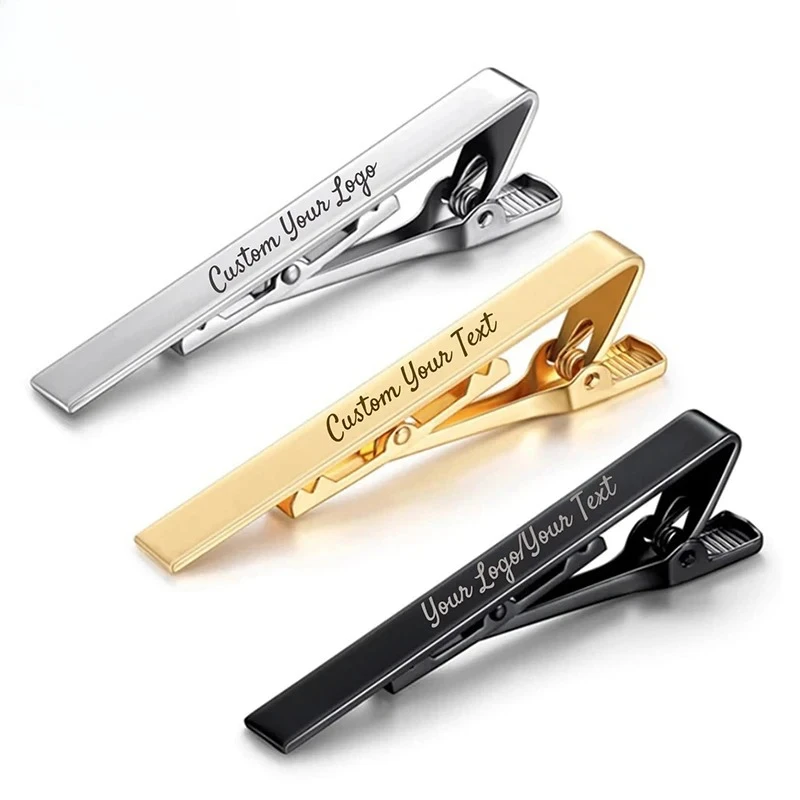 

Персонализированные зажимы для галстука с гравировкой/запонки для мужчин, индивидуальные зажимы для галстука с логотипом «сделай сам», гравировка имени, ювелирные изделия из нержавеющей стали