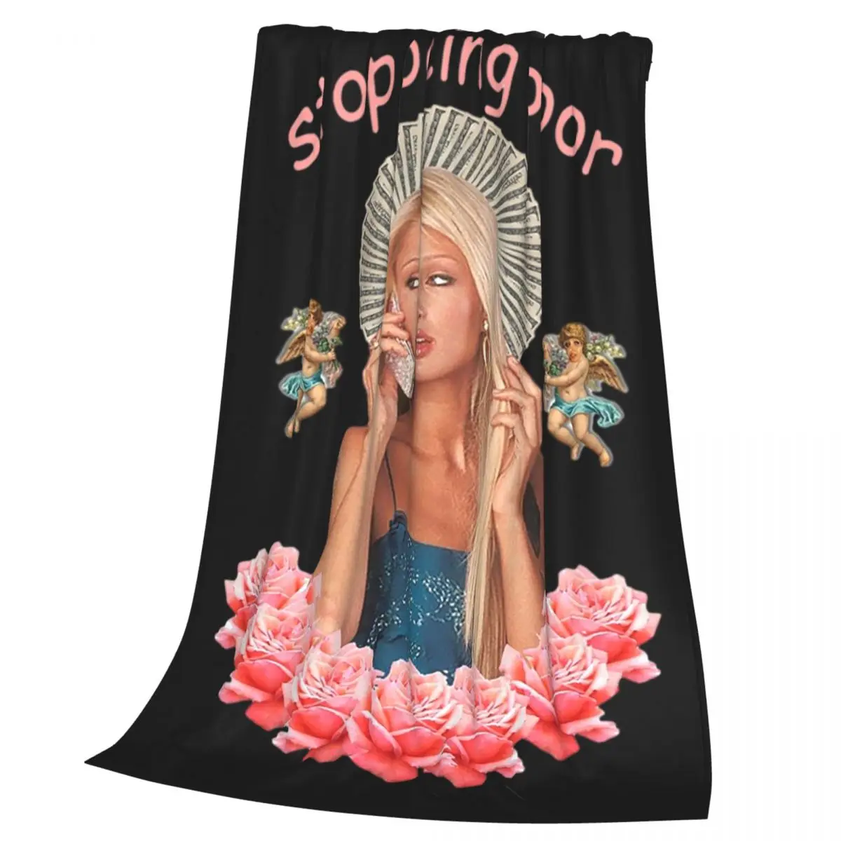 Paris Hilton 'Stop Being Poor' Blankets Soft Warm Flannel Throw Blanket Bedding for Bed Living room Picnic Travel Home Sofa