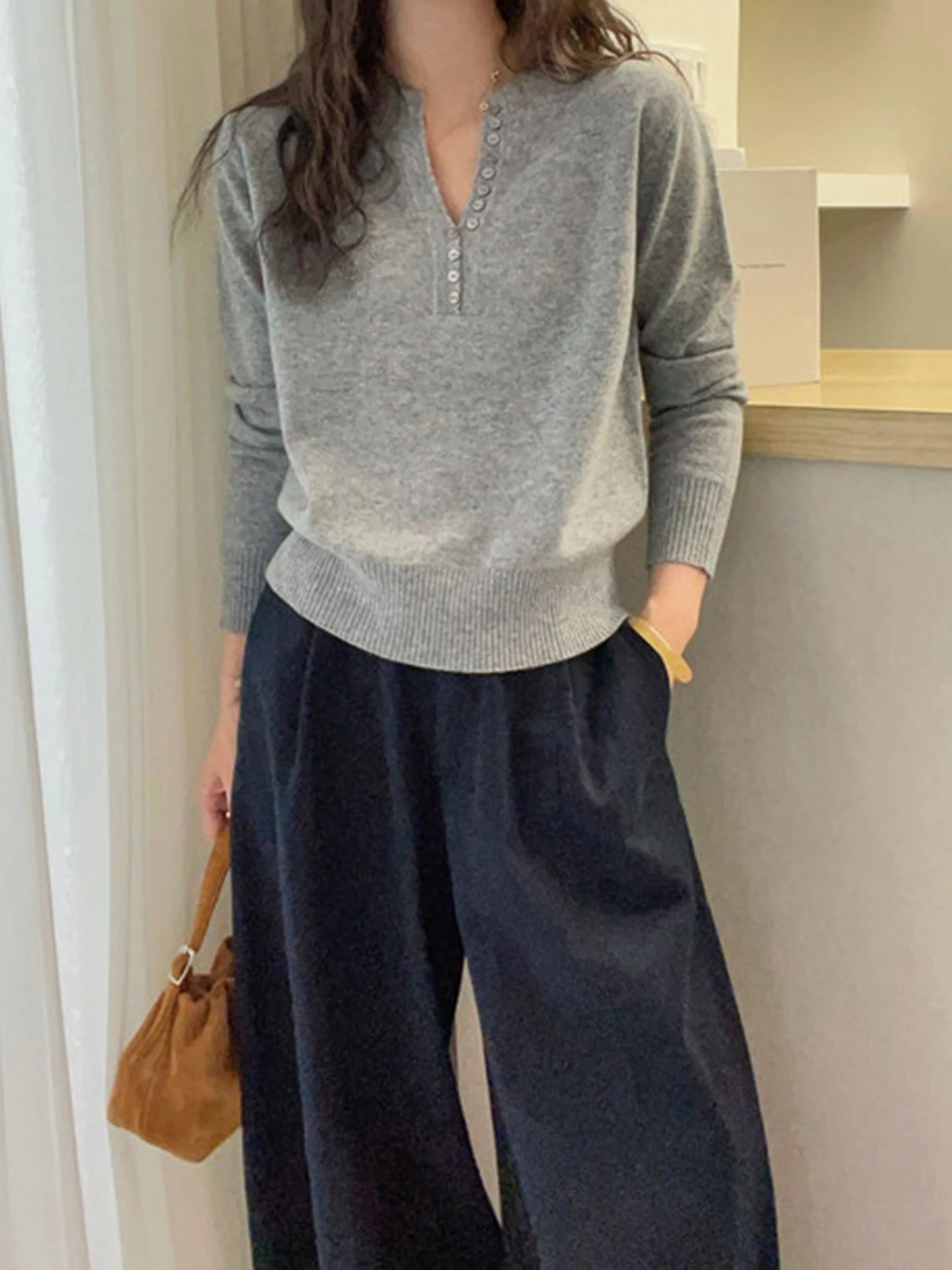 

Удобный вязаный топ Long Sve Crew Ne Base irt Women's Faion Commute Sle Top Quali Material Regular Fit Pure Color