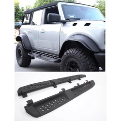 For Ford Bronco Board Side Pedal Low Upgraded To High Raptor Style Matte Black Steel Rock Slider Side Step Offroad Car Parts