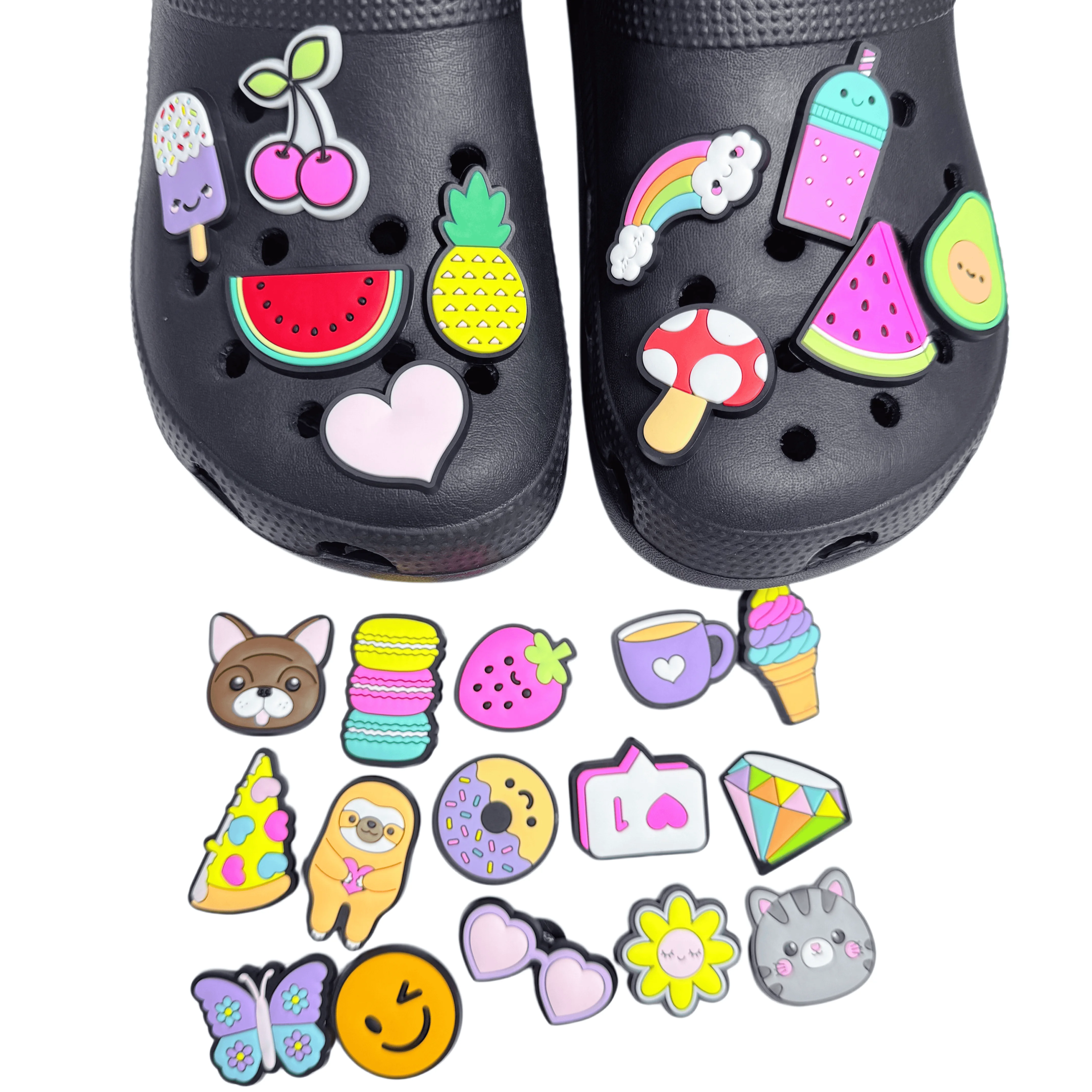New Arrival 1-25Pcs Avocado Diamond PVC Shoe Buckle Charms Sun Fruit Adult Clog Decoration Fit Holiday Present