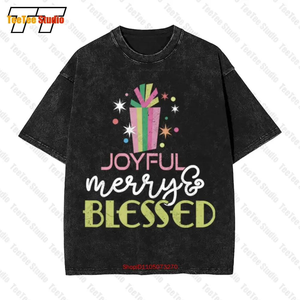 Joyful Merry Blessed Christmas Present Vintage Oversized T-Shirt 9ORM