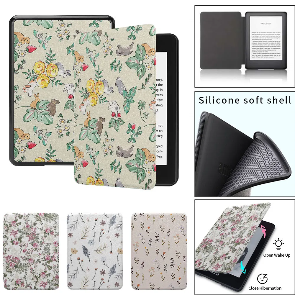 kindle case a screen full of beautiful flower patterns paperwhite4th 5th Silicone soft shell  funda 2021 11th  8th generation