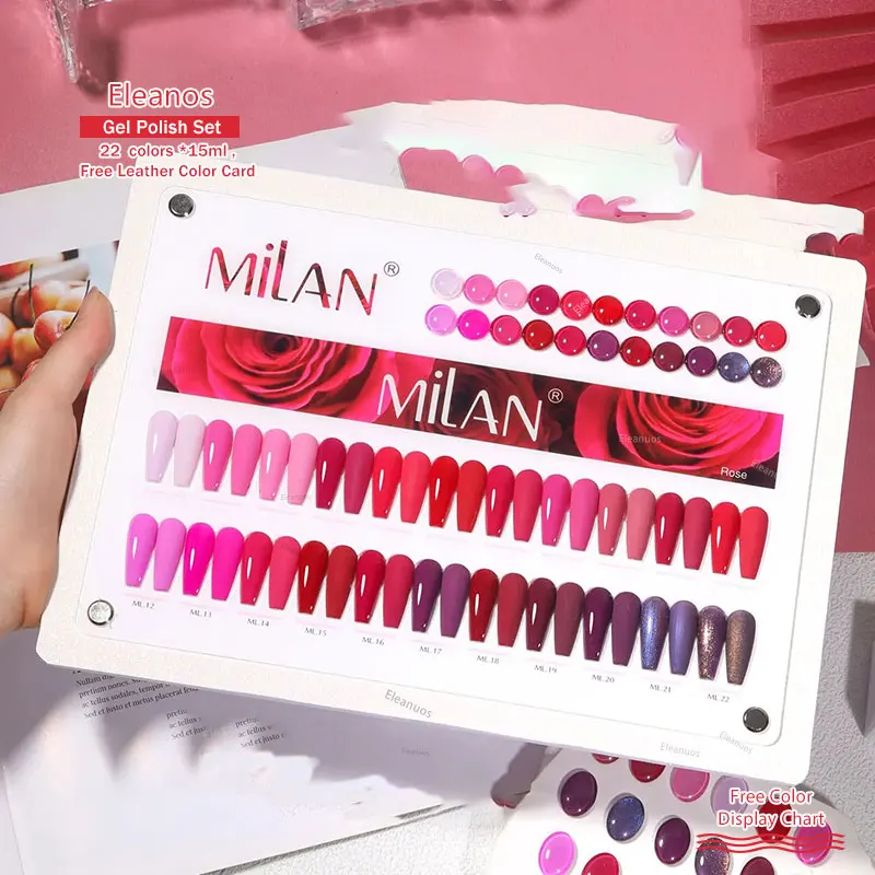 Eleanos Rose Red gel Polishing 22PCS Mixed Clearcoat Durable Magenta UV LED Soaking Popular Whitening Primer Nail Enhancement