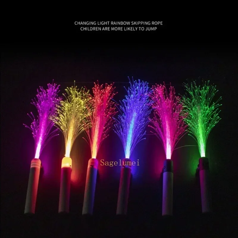 LED Fiber Optic Wands Glow Sticks Flashing Concerts Rave Colorful Flashing Concert with Strap LED Light Up Show Atmosphere Props