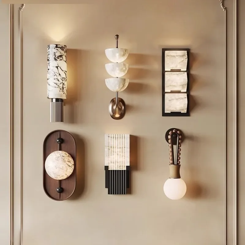 Postmodern hotel wall lamp simple room corridor living room study designer medieval Spanish marble wall lamp