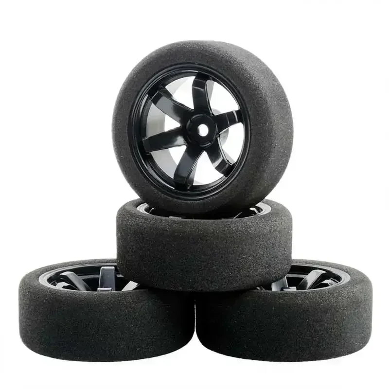 1/10 Scale Sponge Tires and Wheel Rims with 3mm Offset and 12mm Hex fit RC HSP HPI On-Road Racing Car Model Toys Accessory