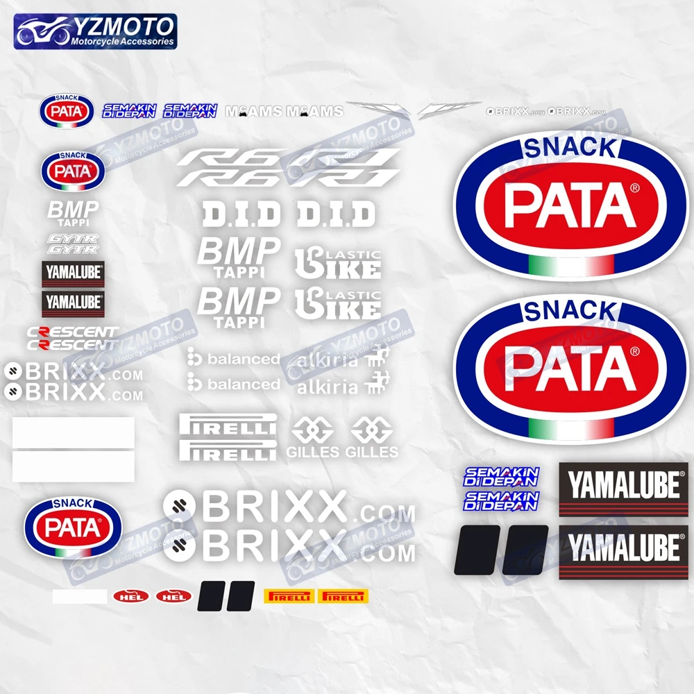 For YZF R1 R6 R25 R3 SBK TEAM PATA 54 Motorcycle Full Set Fuel Racing Tank Engine Fairing Windshield Helmet Decal Stickers Kit