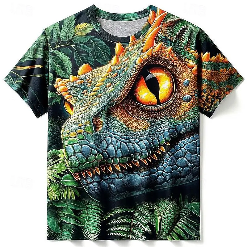 Men's Graphic Animal Dinosaur T Shirt Short Sleeve T shirt 3D Print Crew Neck Shirt Designer Casual