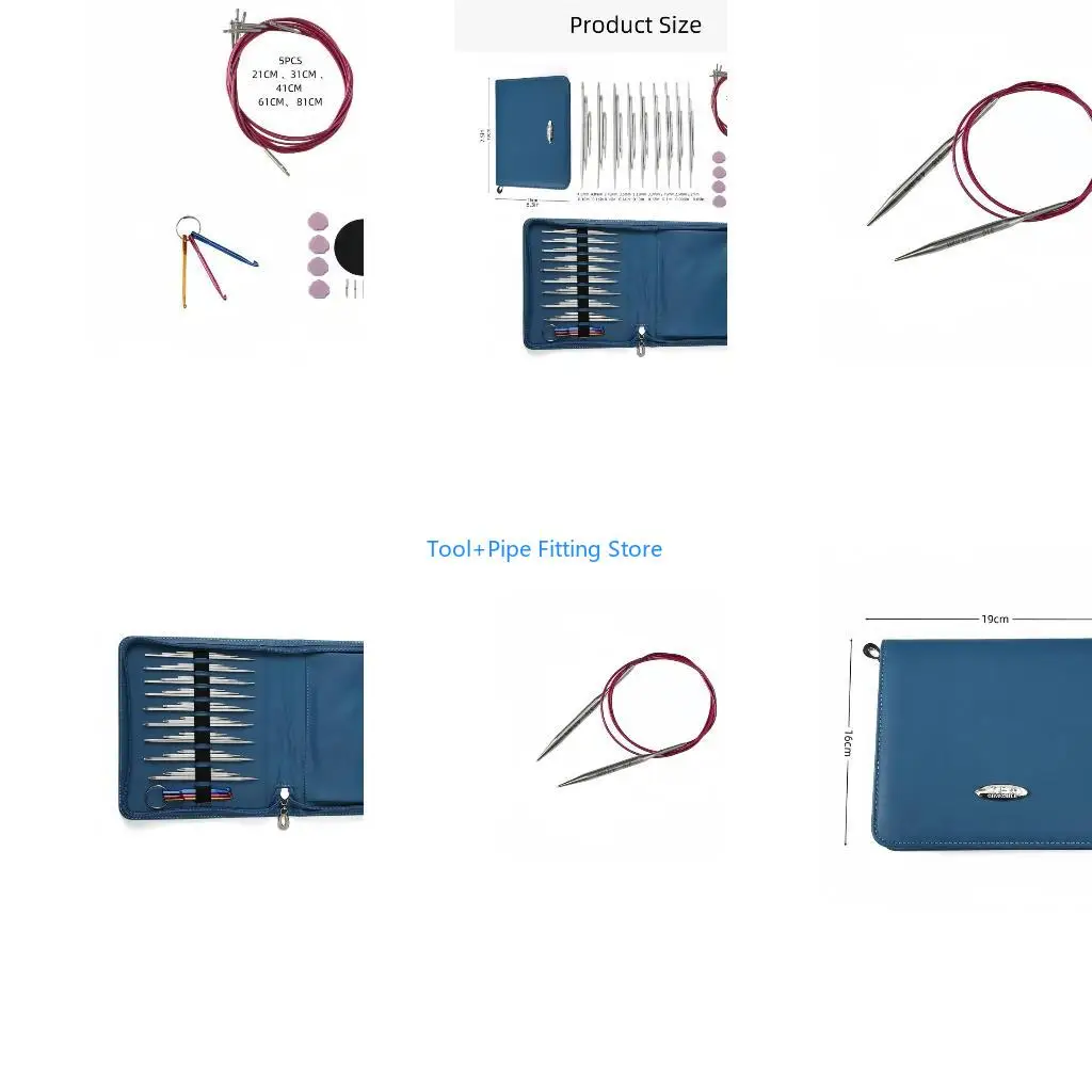 F92B DIY Sweater Knitting Tool Accessories Kits for Handmade Crafts, Stainless Interchangeable Knitting Needle Set with Bag