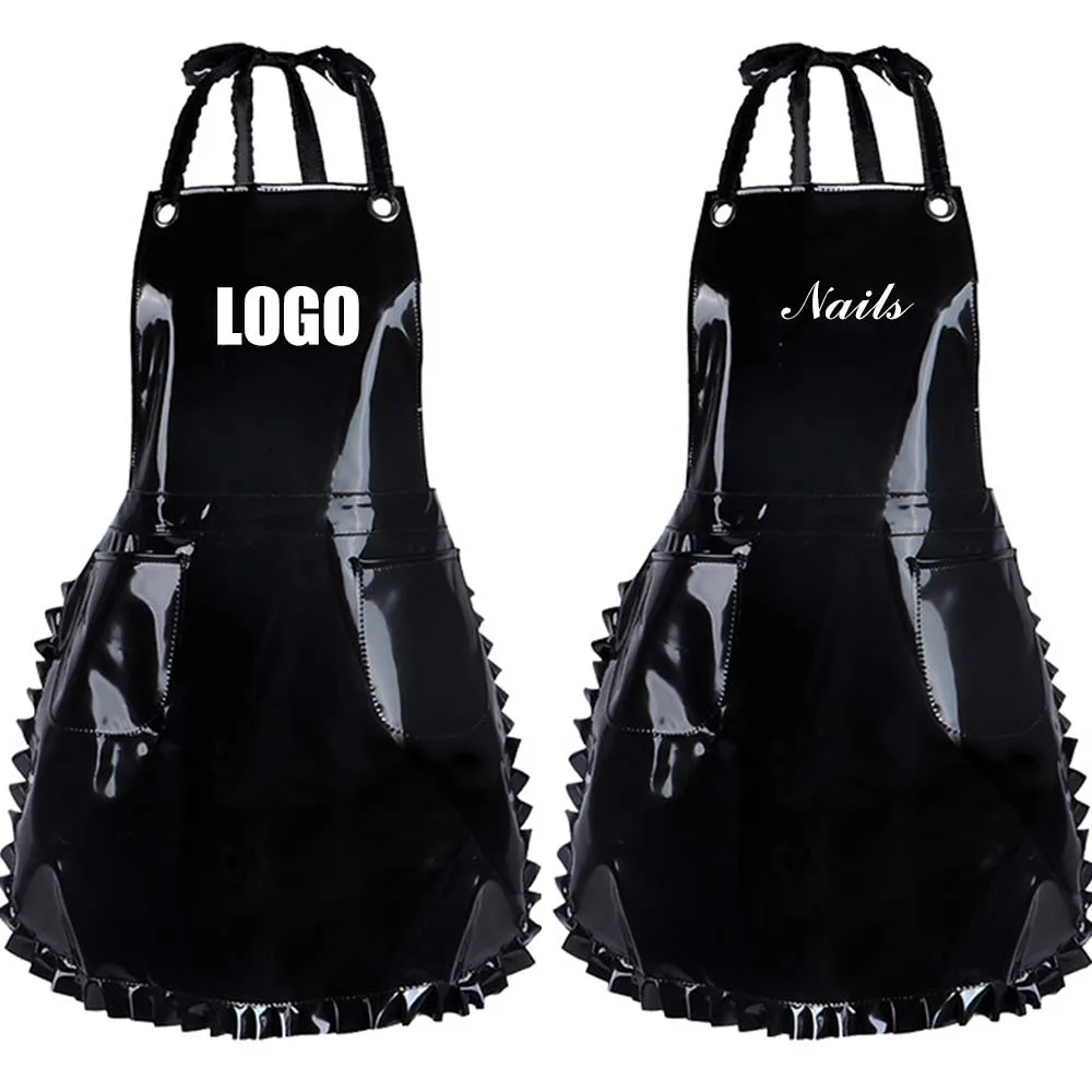 Printed Logo Lace Apron Beautiful Waterproof Kitchen Hairdressing Nail Art Skirt Apron