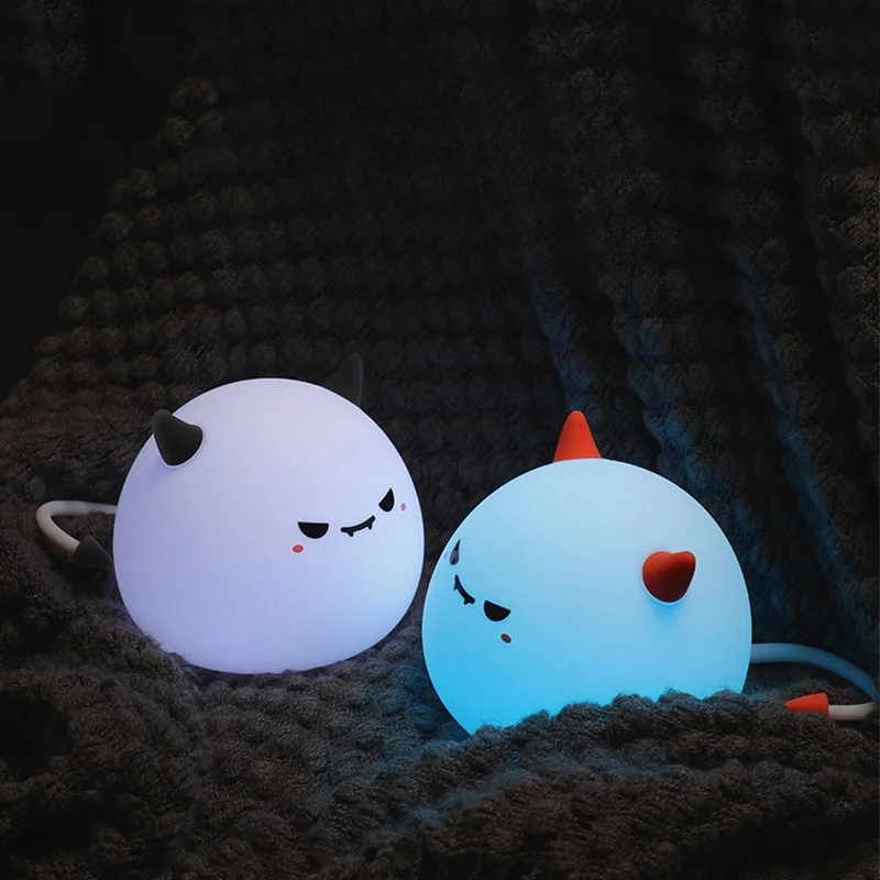 Modern Popular Silicone Lamp With Little Devil Little Monster Patting Rainbow Atmosphere Lamp New Halloween Product