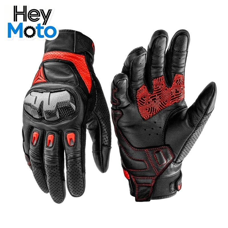 オートバイライディング用本革通気性グローブ、モーターサイクリストグローブ、カーボンファイバーバイカーレーシンググローブ、オートバイ用品