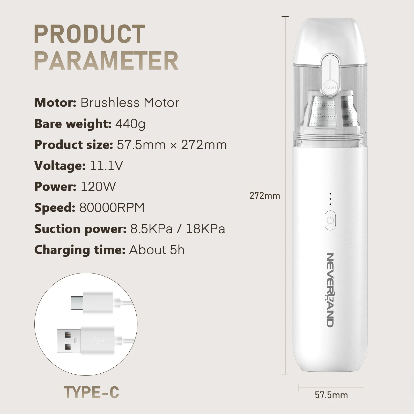Miniaspiradora de coche de 18KPA, aspiradora portátil de mano de succión fuerte inalámbrica, soplador de plumero para electrodomésticos de coche