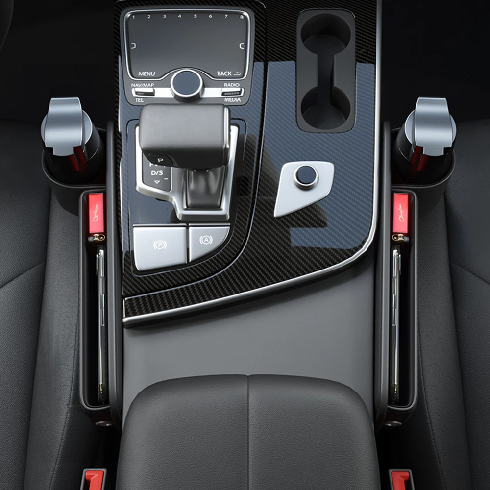 With Cup Holder Car Seat Gap Organizer for Cellphones Pu Leather Auto Console Side Storage Box Multifunction image 4