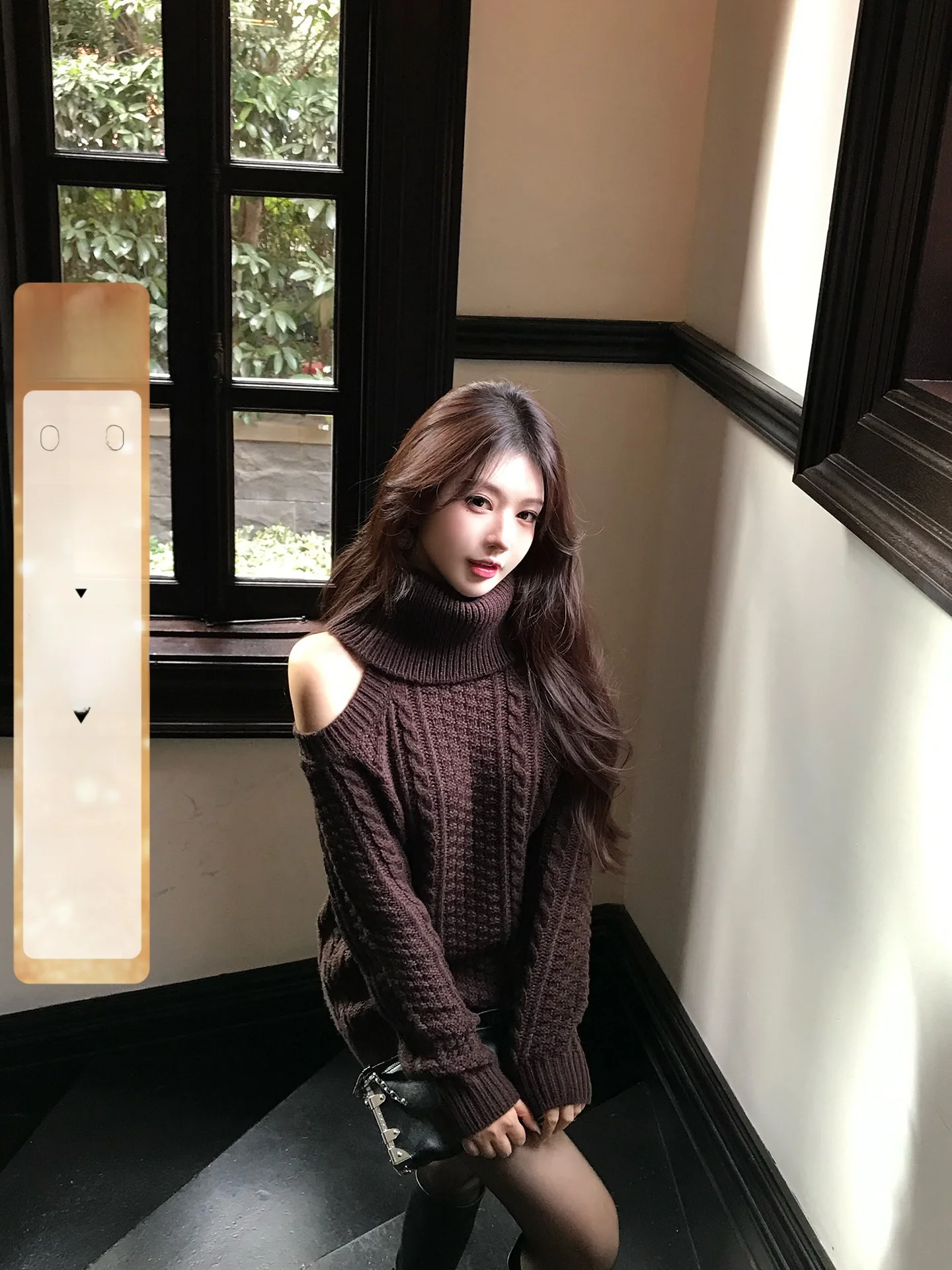 

Модный вязаный свитер из смесовой шерсти с высоким воротником и открытыми плечами для женщин, повседневный, на осень...