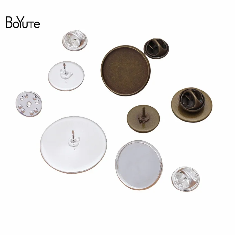 

BoYuTe (100 Pieces/Lot) Fit 12-14-16-18-20-25MM Cabochon Blank Brooch Base with Butterfly Clasp Diy Brooch Pins Jewelry Findings