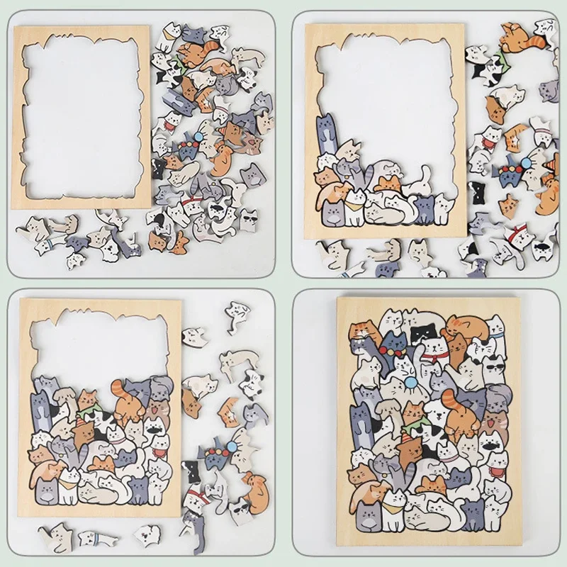 Kinder Kreative Tier Form Puzzles Tisch Spiele Hund Katze Panda Gestapelt Puzzle Gehirn Spiele Montessori Denken Bildung Holz Spielzeug