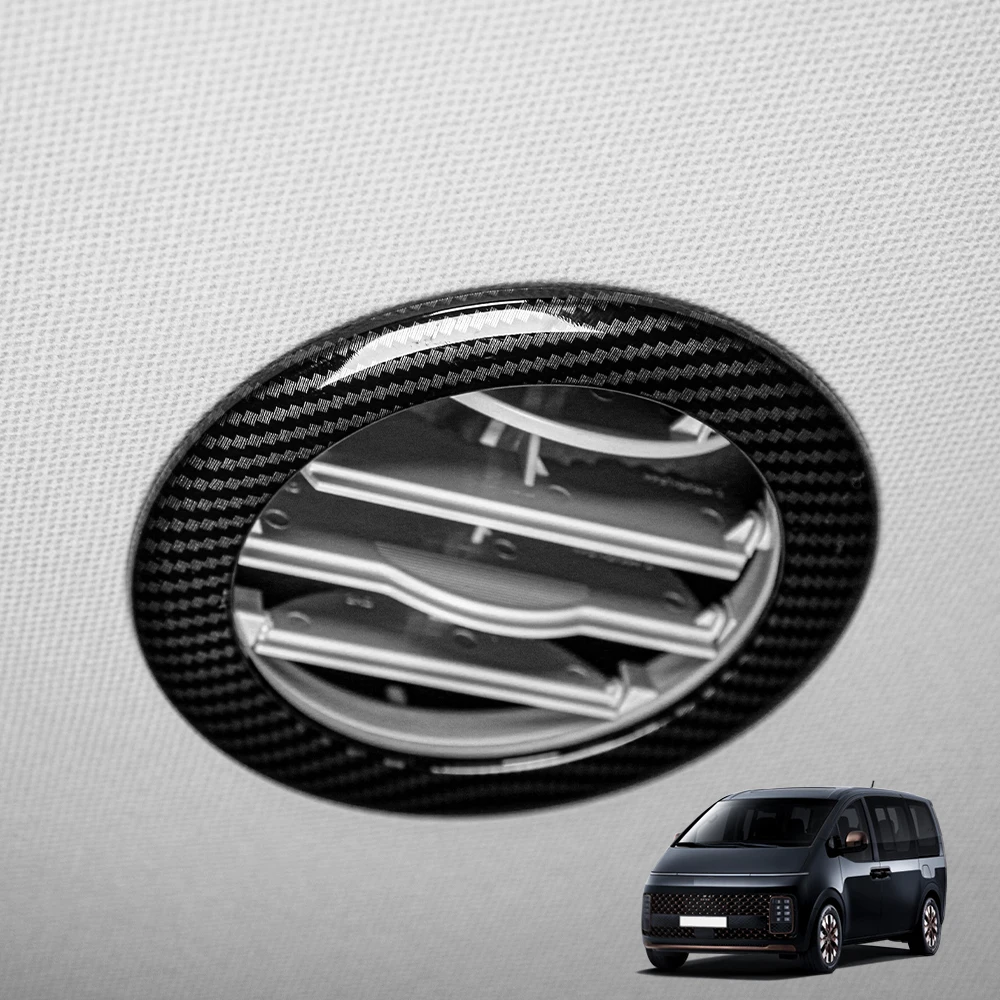 

4pcs Carbon Fiber/Wood Grain Style Automotive Round Roof Vent Frame Cover Trim ABS Plastic For Hyundai Staria 2021-2026 LHD/RHD