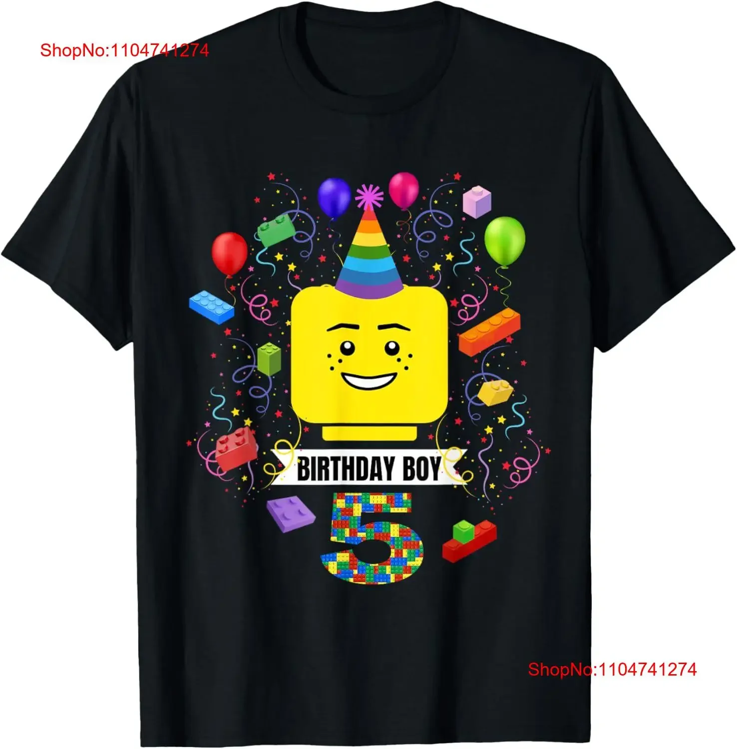 

Building Bricks Birthday Boy 5 5th Master Builder Blocks T Shirt vintage Washed streetwear Slightly Soft Versatile