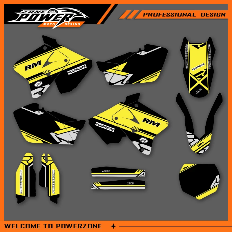 

POWERZONE Motocross Team Graphics Background Sticker Decal Kits For SUZUKI RM125 250 2012-2001 RM125 RM250 Customized Number 01