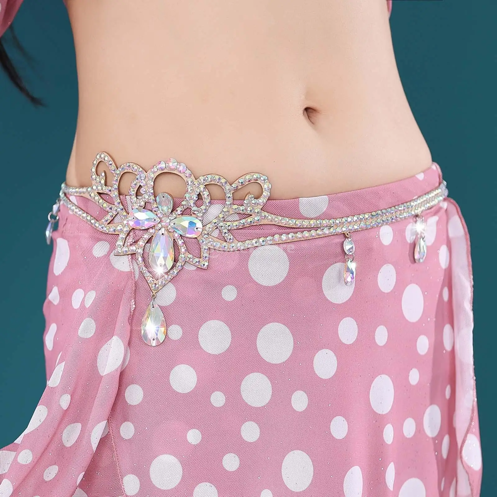 Fashion Women Waist Chain Belly Dancing Belt Jewelry Dancewear Outfit Costume Rhinestone for Bellydance Performance