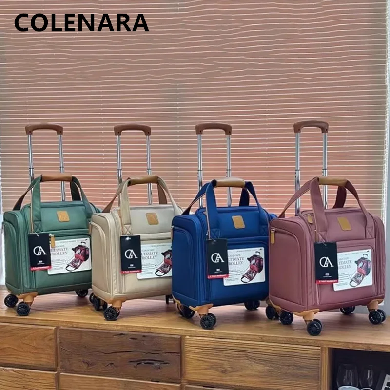 

COLENARA женский чемодан из ткани Оксфорд, посадочная коробка, 16-дюймовый маленький чемодан на колесиках, дорожная сумка в стиле тележки, мужской чемодан на колесиках