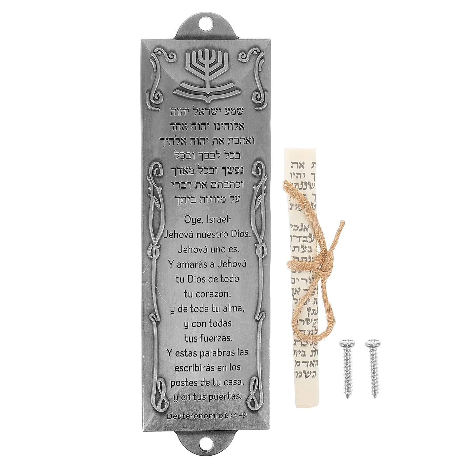 

Spanish Mezuzah Doorpost Sacred Scroll Home Decor Metal Religious Blessings Easy Installation Outdoor Gatepost Jewish