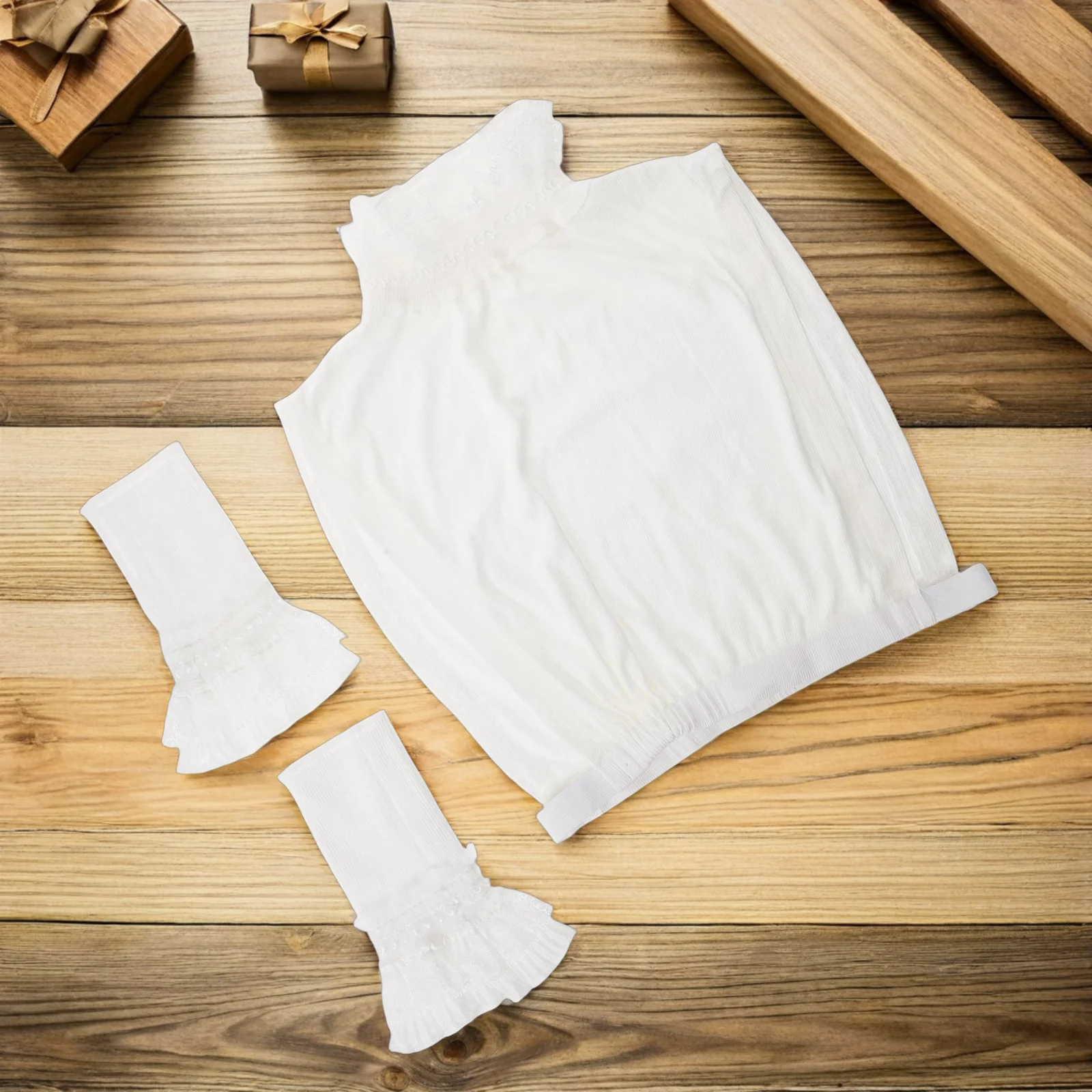 1 Zestaw Koronkowy Kołnierzyk i Koronkowe Mankietki Elegancki Odpinany Plisowany Kołnierzyk Stójka do Koszuli Bluzki Damskiej Vintage