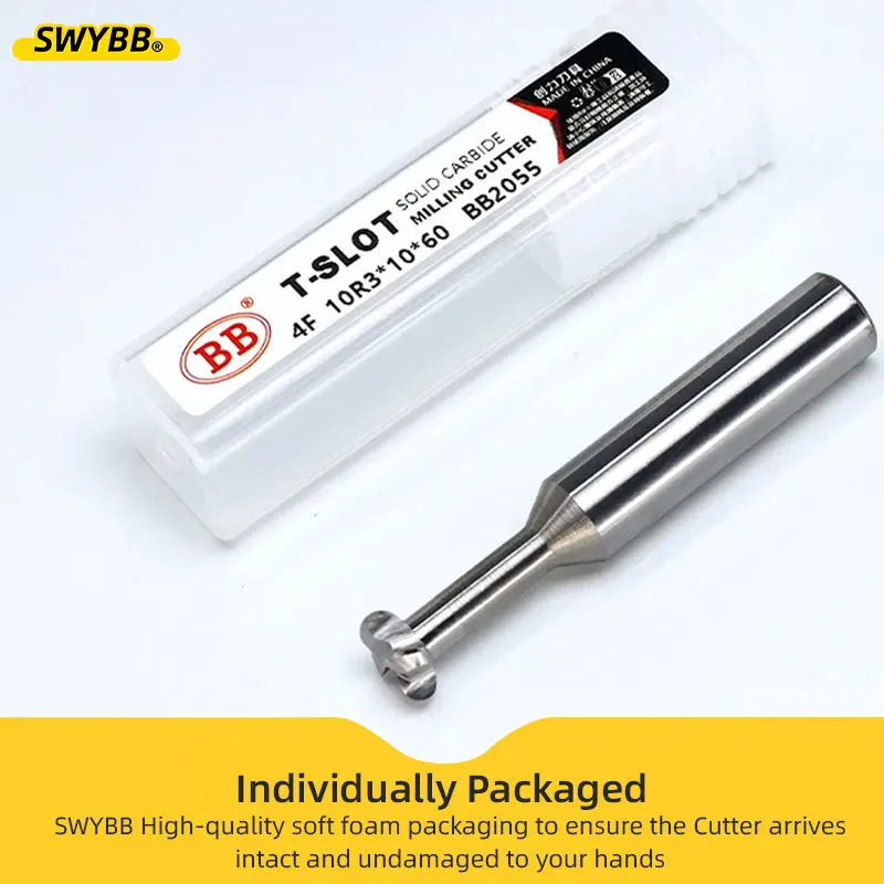 SWYBB Radius Corner T Slot End Mill CNC Carbide Cutter Concave Arc Machining Steel Aluminum Tool 6mm R0.5 R1 R1.5