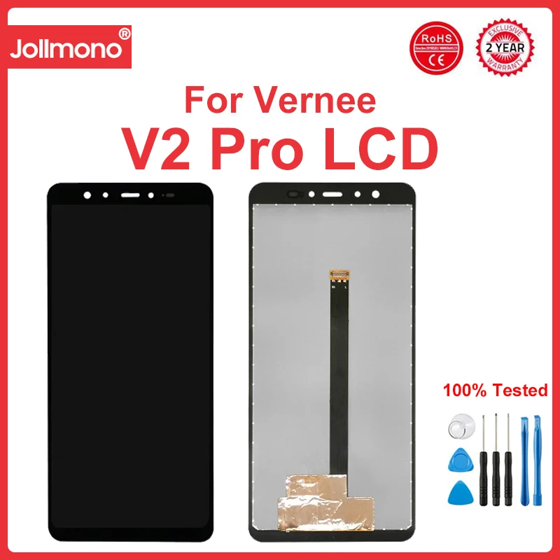 

5.99‘’ Black For Vernee V2 Pro LCD Display+Touch Screen Digitizer Assembly Repair Parts For Vernee V2 Pro Phone Accessory+Tools