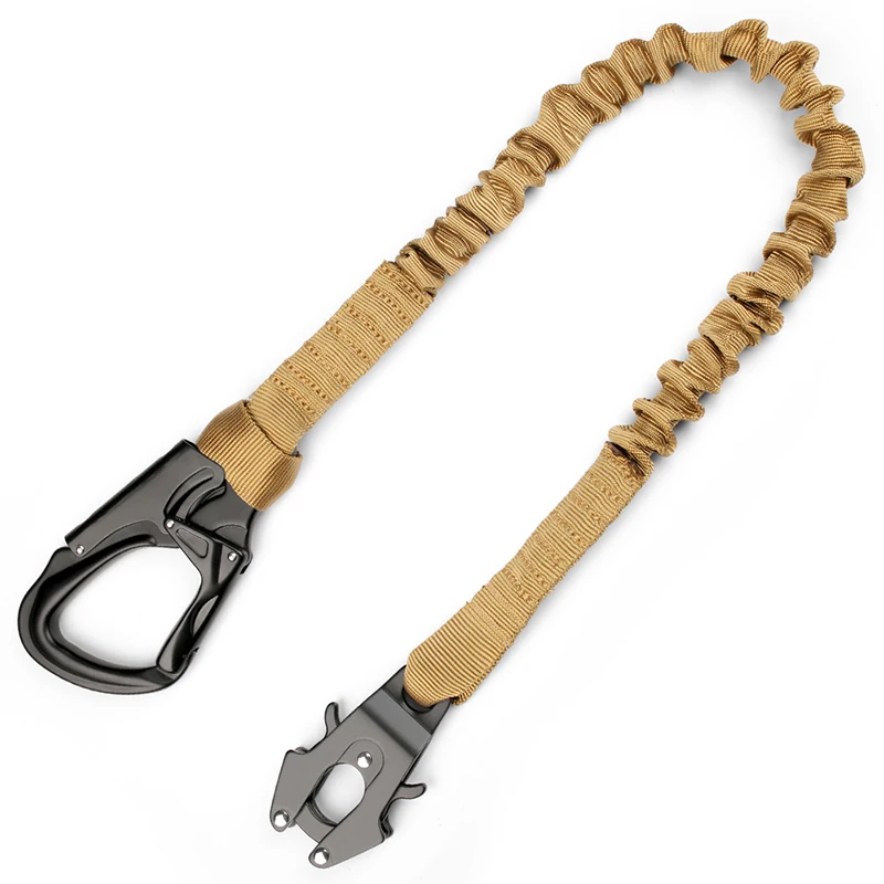 Tactical Lanyard Elastic Safety Belt Buckle Double Head Suspension Safety Rope