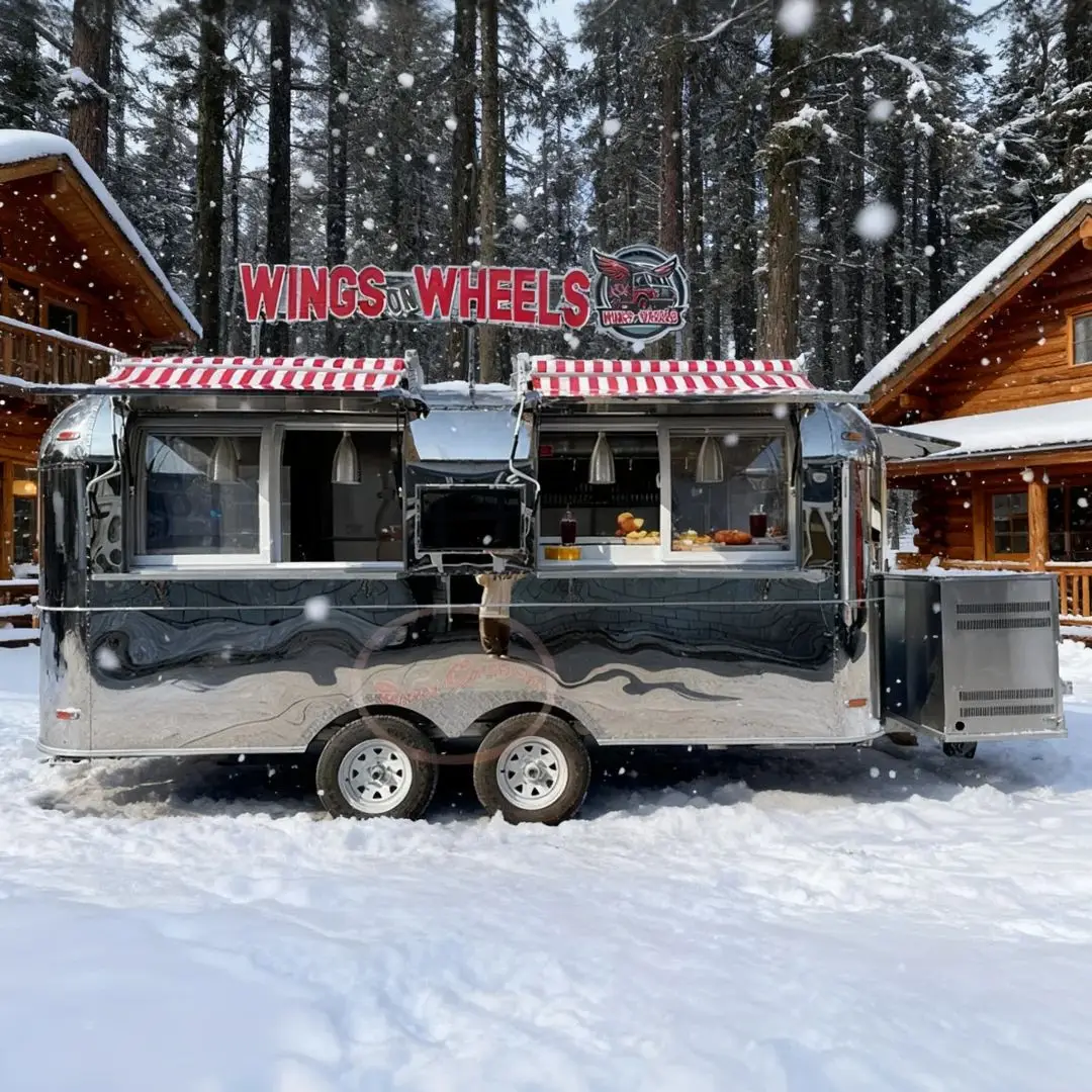 Outdoor Durable Fiberglass Food Concession Trailer with Foldable Awning And Storage Space for Catering Events