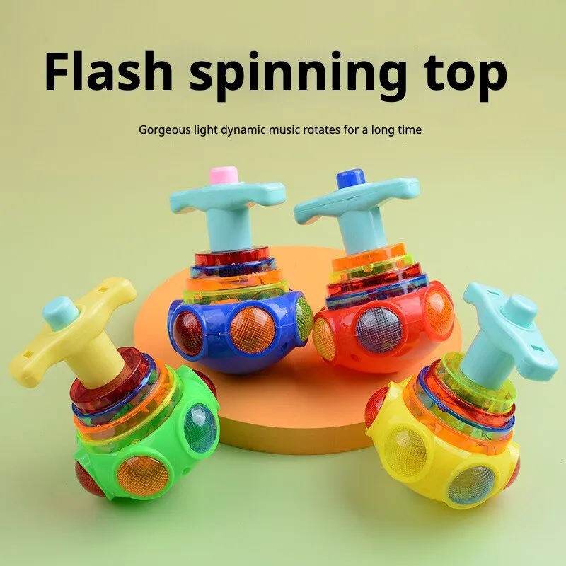 9cm Gyroscope Children Toys Music Luminous Magic Rotating Launch Cartoon Colorful Flash