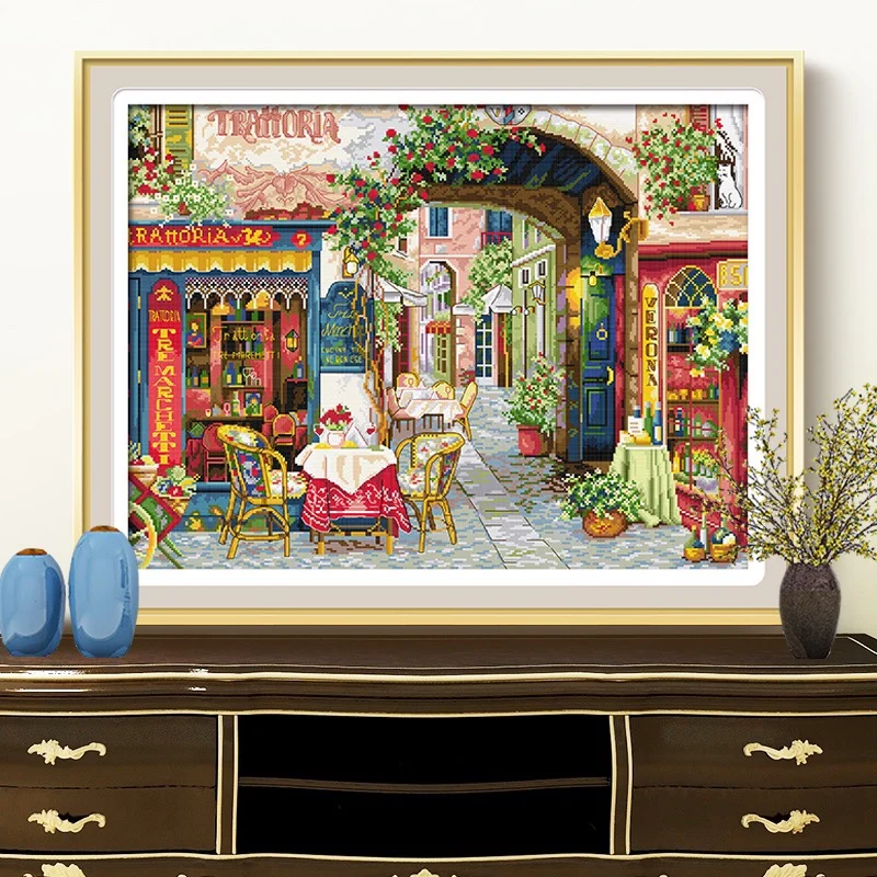 KS Cross Embroidery Time Tavern Full Embroidery 57 Color Hook Edge Handmade Embroidery Living Room and Bedroom Hanging Paintings