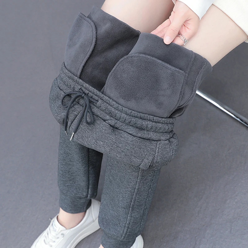 New Lady Autumn Winter Thickened Warm High Waisted Slimming Casual Pants Women'S Fashion Versatile Loose Fitting Sports Trouser