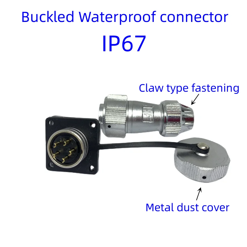 PT20 Snap On Claw Type Fastening Waterproof Connector IP67 Straight Aviation Plug Socket With Metal Sealing Dust Cover 20MM