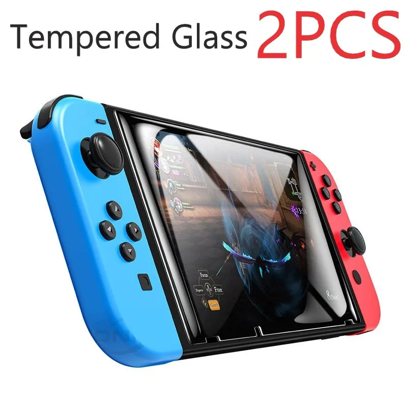 2PCS Tempered Glass For Nintendo Switch Screen Protector Rounded Edge Hardness Switch Oled Lite NS ROG Deck Protective Film