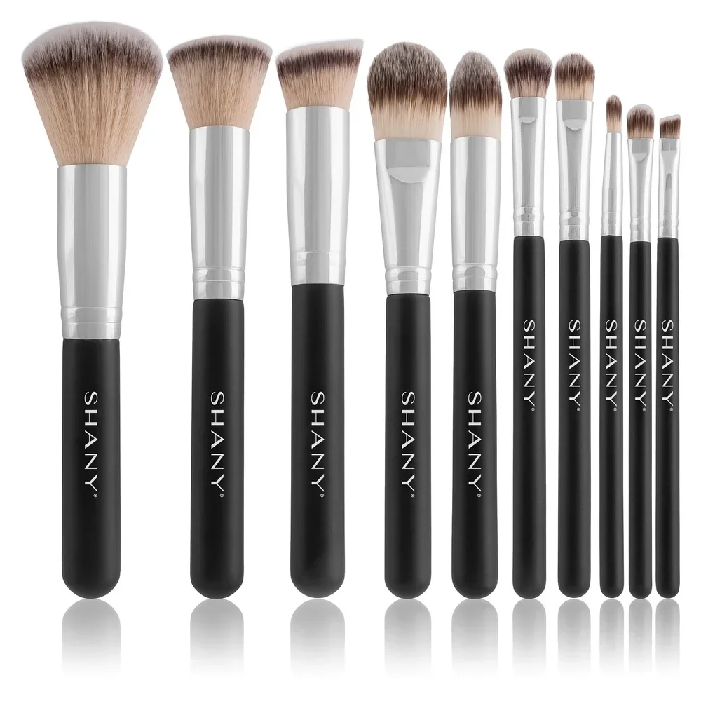 10-teiliges professionelles Make-up-Pinsel-Set, unverzichtbare Pinsel, Foundation, Puder, Lidschatten, Concealer, Kontur, Reisetasche, Spülung