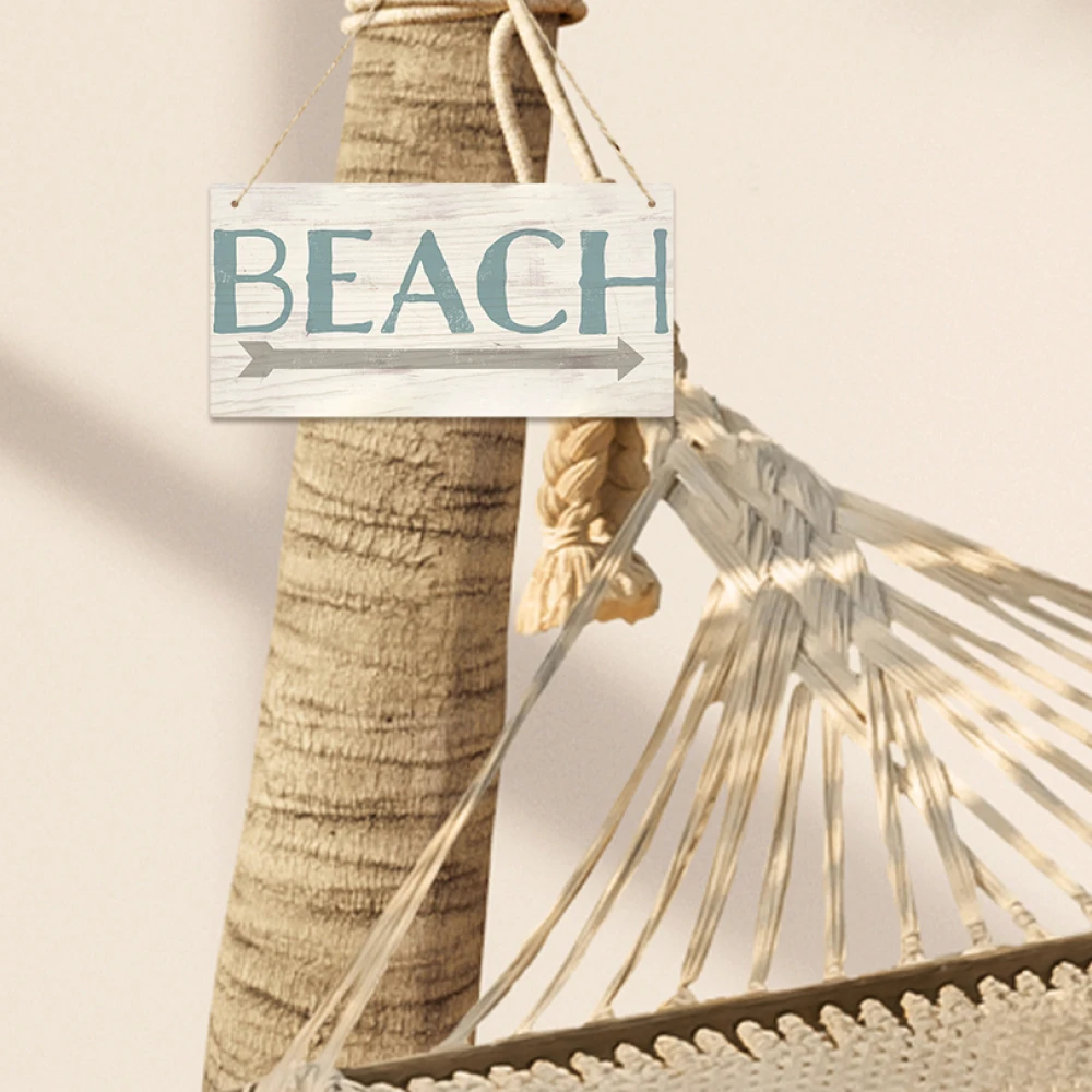 Putuo Decor 1pc Beach Road Sign, Wood Hanging Plaque for Beach House Bedroom Living Room, 3.9 x 7.8 Inches Decor Artwork