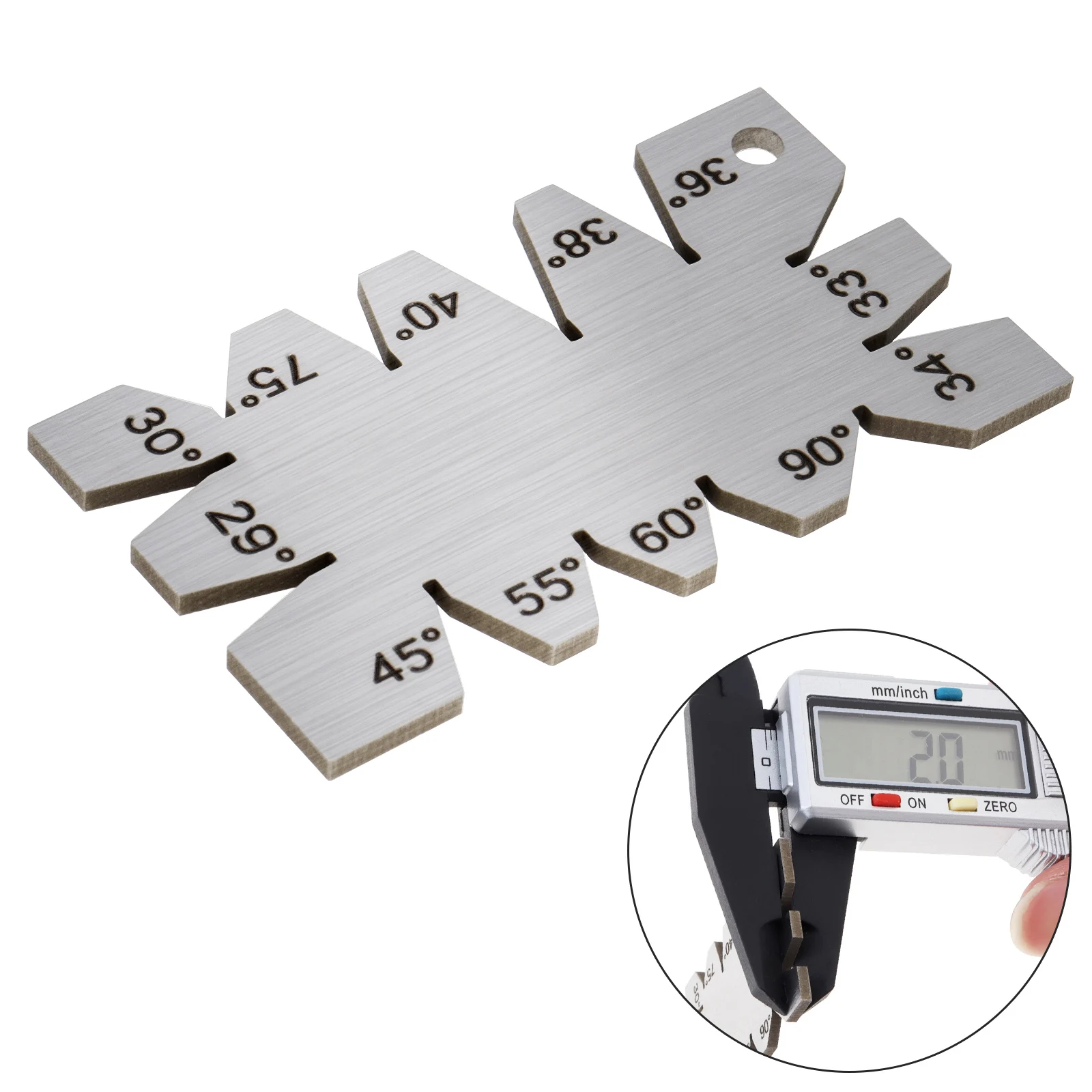 Stainless Steel 29 to 90 Degree Screw Thread Gauge Template Thickened Multiple Angle Tool Plate Lathes Industrial Measuring Tool