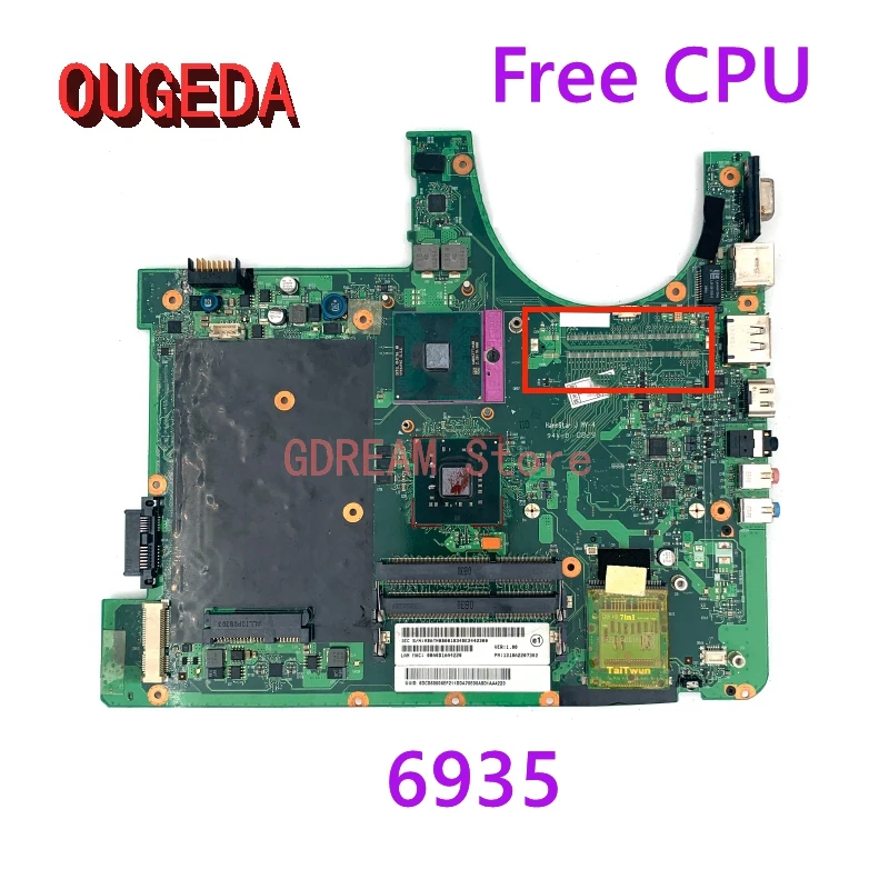 OUGEDA Original MBATN0B001 laptop motherboard for ACER Aspire 6935 main board PM45 DDR3 Free CPU without GPU slot full tested