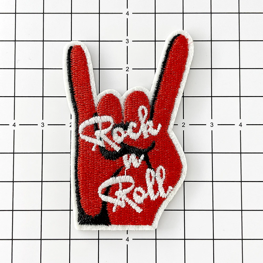 Rock and Roll Hand Band Cloth Patch Badge Embroidered Badges Cartoon Iron on Patches for Clothes Cover Repair Hole Stickers