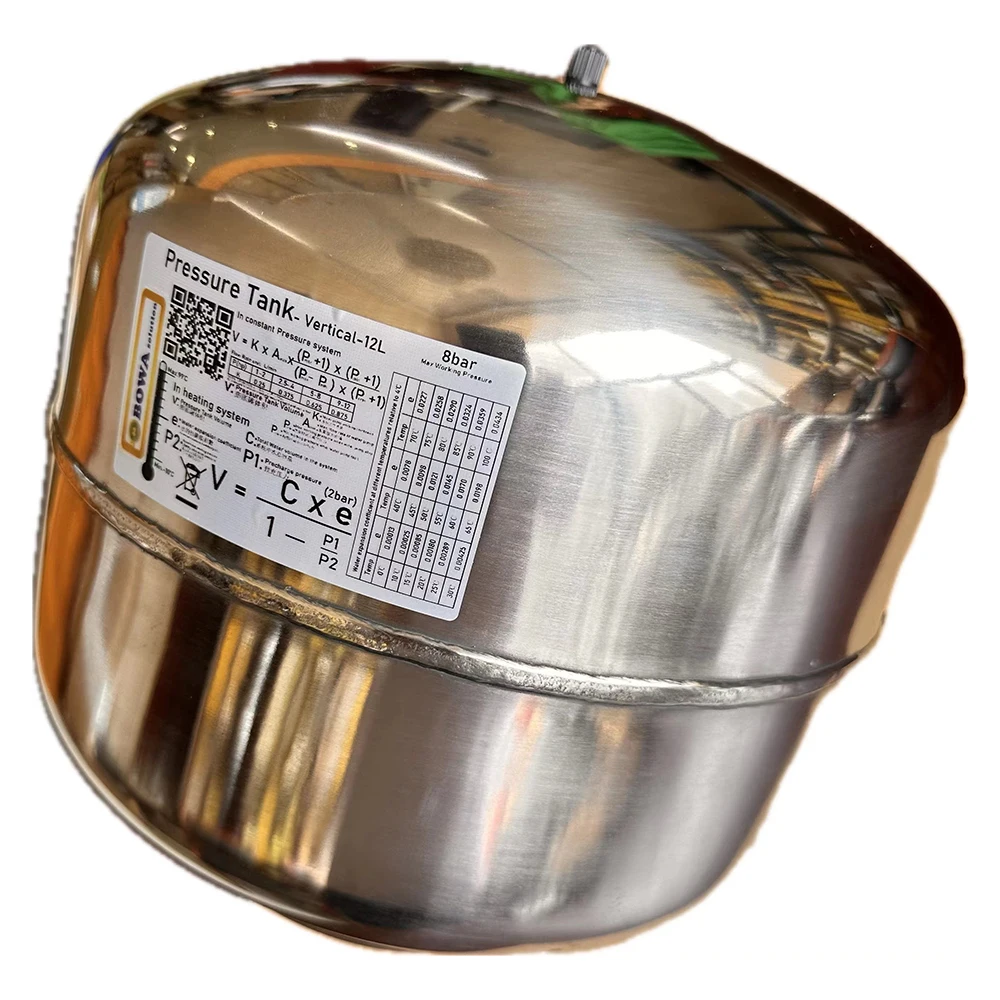 12L stainless steel pressure tanks make a pump pressure system constant in a corrosive or exposed environment