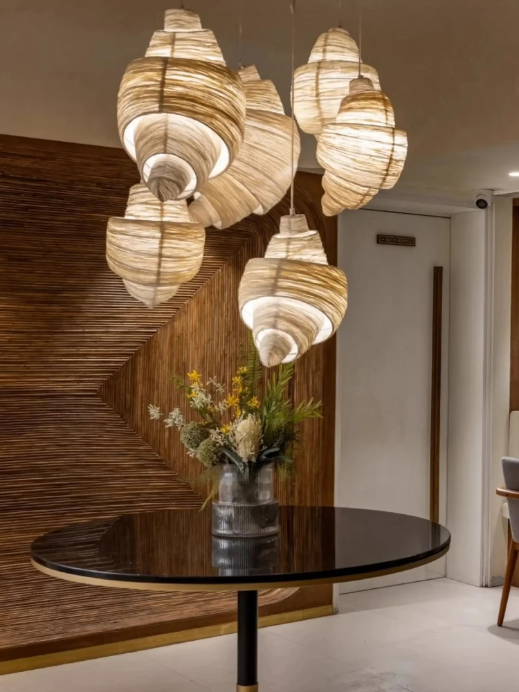 Japanse stijl trap hanglamp creatieve en gepersonaliseerde kunst croissant bakkerij stof hanglamp - afbeelding 2